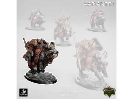 Pack de x5 vanguardias inmortales de los Unchained Inmortals - Miniaturas con montura sobre peana de 60x35mm