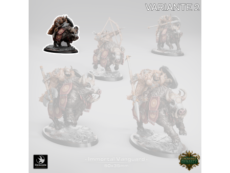 Pack de x5 vanguardias inmortales de los Unchained Inmortals - Miniaturas con montura sobre peana de 60x35mm