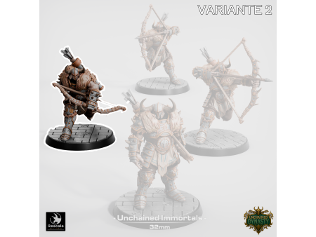 Pack de x4 arqueros de los Unchained Inmortals - Miniaturas con peana de 32mm