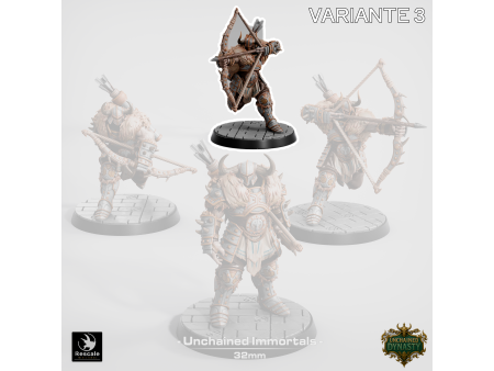 Pack de x4 arqueros de los Unchained Inmortals - Miniaturas con peana de 32mm