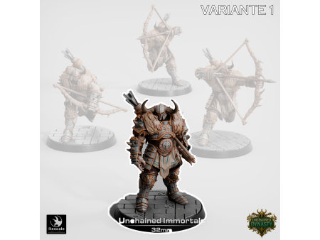 Pack de x4 arqueros de los Unchained Inmortals - Miniaturas con peana de 32mm