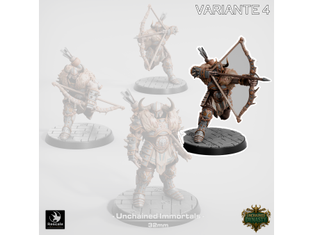 Pack de x4 arqueros de los Unchained Inmortals - Miniaturas con peana de 32mm