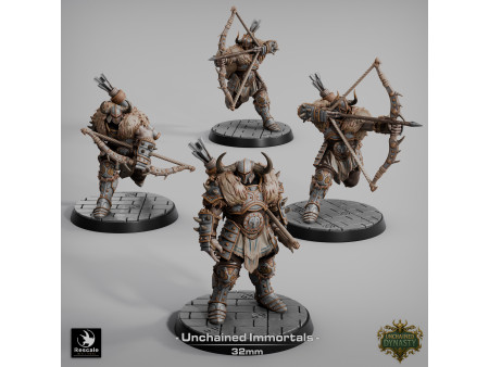 Pack de x4 arqueros de los Unchained Inmortals - Miniaturas con peana de 32mm